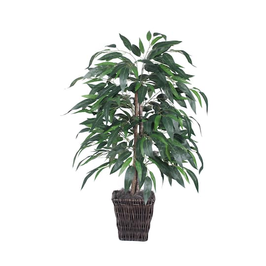 4Ft Artificial Mango Bush with Square Willow Basket By Vickerman in Green | 48" x 30" | Michaels®